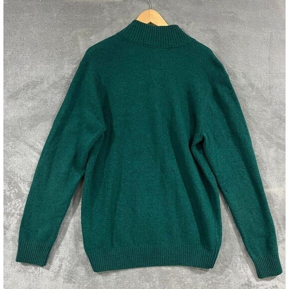 Timberland Mens L Henley Button Mock Neck Wool Blend Knit Green Sweater Pullover - Picture 2 of 7